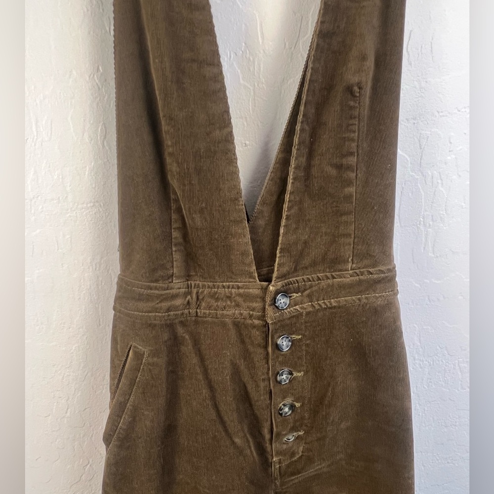 Free People Green Corduroy Overalls